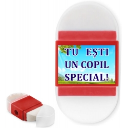 Ascutitoare rosie cu radiera, Tu esti un copil special!